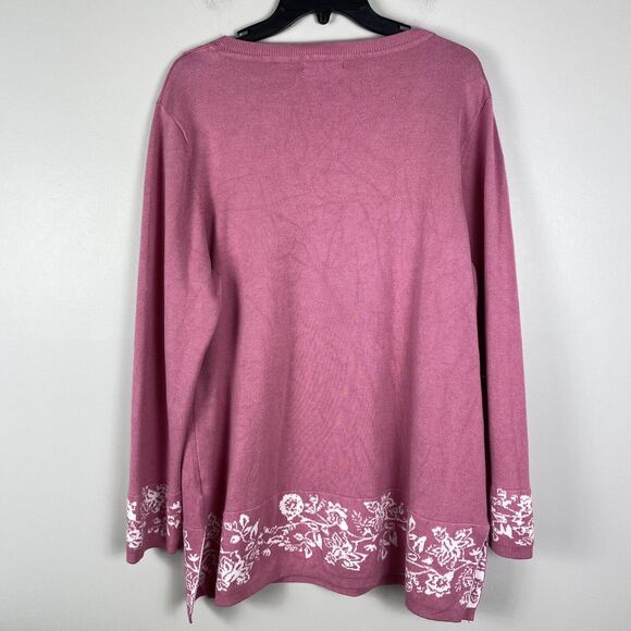 Kim Rogers XL Pullover Sweater Top Tunic Comfort Pink Modern Spring - Picture 3 of 5